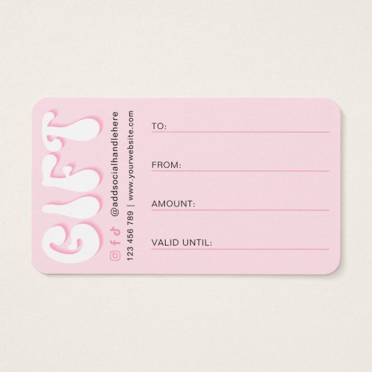 Retro Pink Moderne Beauty Bar Lash Salon Geschenkk (Rückseite)