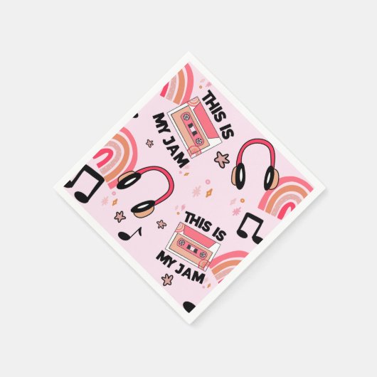 Retro Pink Music Dance Party Pattern Serviette (Ecke)