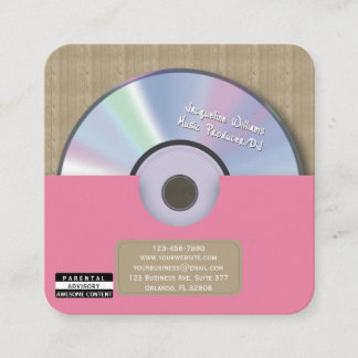 Retro Pink Musikproduzent CD DJ Quadratische Visitenkarte