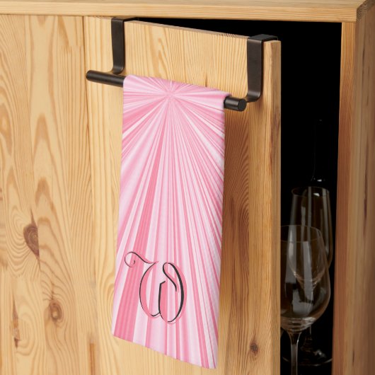 Retro Pink Muster Initialen Geschirrtuch (Drittel gefaltet)