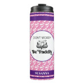 Retro Pink Muster Streifen Canoe Otter Individuell Thermosbecher (Vorderseite)