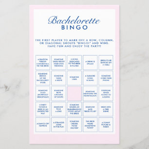 Retro Pink & Navy Blue Bachelorette Bingo Game