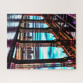 Retro Pink Neon Farben gezeichnet Fun Wild City Puzzle (Horizontal)