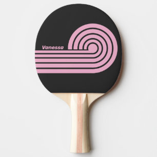 Retro Pink Night Curl Streifen mit Namen Tischtennis Schläger