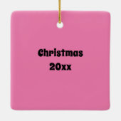 Retro Pink Noel Message Custom Photo Keramikornament (Rückseite)