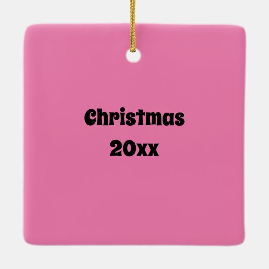 Retro Pink Noel Message Custom Photo Keramikornament (Rückseite)