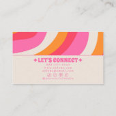 Retro Pink Orange 70s Boho Groovy Girly Trendy Visitenkarte (Rückseite)