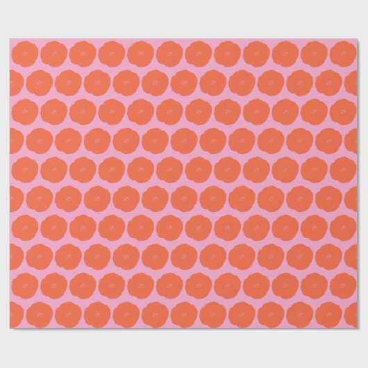 Retro Pink Orange Blume Niedlich Boho Blumenmuster Geschenkpapier (Flach)