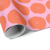 Retro Pink Orange Blume Niedlich Boho Blumenmuster Geschenkpapier (Rolleneckpunkt)