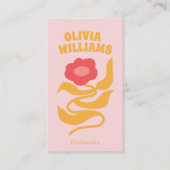 Retro Pink Orange Boho QR-Code Groovy Floral Weibl Visitenkarte (Vorderseite)