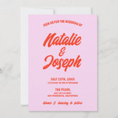 Retro Pink Orange Bright Funky Bold Einzigartige H Einladung (Vorderseite)