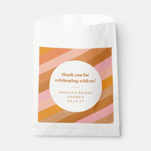 Retro Pink Orange Custom Brautparty Vielen Dank Geschenktütchen (Vorderseite)