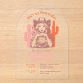 Retro Pink Orange Disco Ball Cowgirl Birthday Acryleinladungen (Vorderseite)