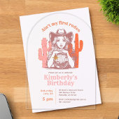 Retro Pink Orange Disco Ball Cowgirl Birthday Acryleinladungen