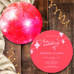 Retro Pink Orange Disco Ball Wedding Einladung<br><div class="desc">Liebe du den 80er? Liebe du Diskobälle? Das Retro Pink Orange Disco Ball Wedding Invitation besticht durch eine helle rosa und orange farbene Diskothek. Diese schicke Retro-Hochzeitseinladung ist perfekt für eine lustige und trendige Hochzeit.</div>