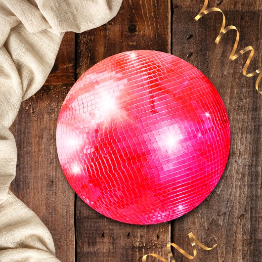 Retro Pink Orange Disco Ball Wedding Einladung