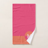 Retro Pink Orange Geometric Modern Monogram Badhandtuch Set (Handtuch)