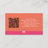 Retro Pink Orange Geometric Monogram QR Code Visitenkarte (Rückseite)