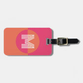 Retro Pink Orange Geometrisches Modernes Monogramm Gepäckanhänger (Vorderseite horizontal)