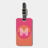 Retro Pink Orange Geometrisches Modernes Monogramm Gepäckanhänger (Vorderseite vertikal)