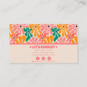 Retro Pink Orange Groovy Floral Boho Girly Trendy Visitenkarte (Rückseite)