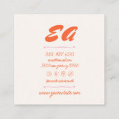 Retro Pink Orange Hand Gezeichnet Groovy Girly Quadratische Visitenkarte (Rückseite)