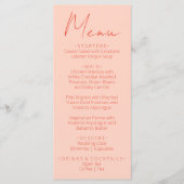 Retro Pink Orange Hand Written Wedding Menu Menükarte (Vorderseite)