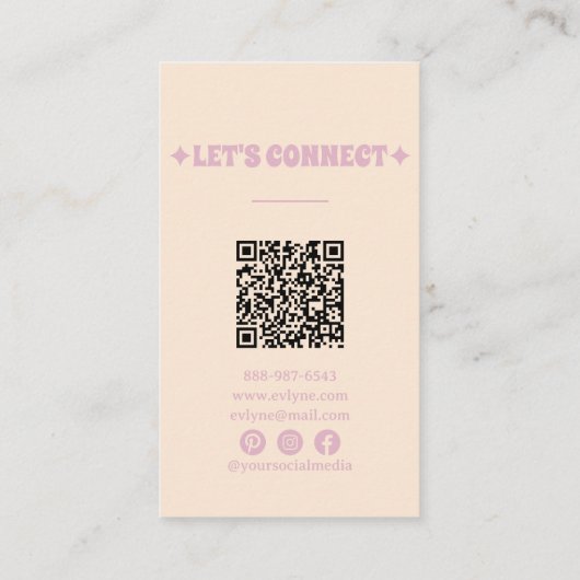 Retro Pink Orange QR Code Abstrakt Groovy Girly Visitenkarte (Rückseite)