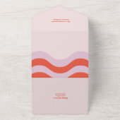 Retro Pink Orange Typografy QR Code Hochzeit All In One Einladung (Außenbereich)