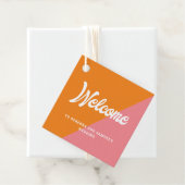 Retro Pink Orange Willkommensgeschenk Beutel Hochz Geschenkanhänger (Beispiel)