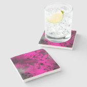 Retro Pink Paint Spritzer Steinuntersetzer (Seitenansicht)