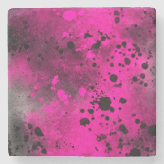 Retro Pink Paint Spritzer Steinuntersetzer (Vorderseite)