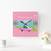 Retro Pink Palm Springs Akryllische Wall Clock Quadratische Wanduhr (Zuhause)