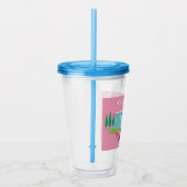 Retro Pink Palm Springs Akryllischer Tumbler Acryltrinkbecher (Rechts)