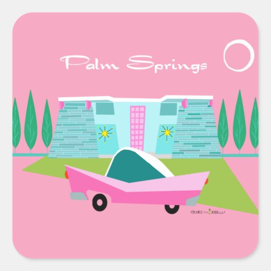 Retro Pink Palm Springs Aufkleber (Vorderseite)
