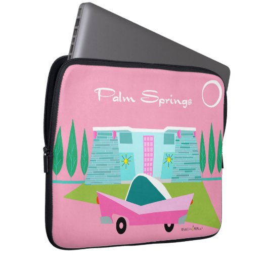 Retro Pink Palm Springs Electronics Bag Laptopschutzhülle (Vorne Rechts)