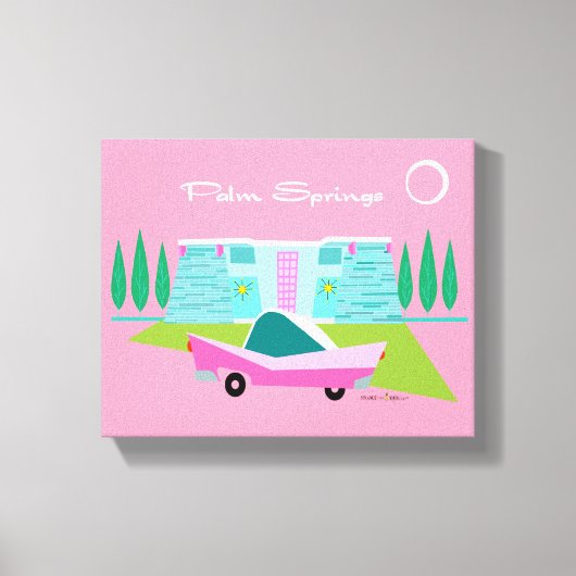 Retro Pink Palm Springs Gestrichen Canvas Print Leinwanddruck (Vorderseite)