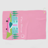  Retro Pink Palm Springs Golf Handtuch (Horizontal)
