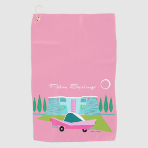 Retro Pink Palm Springs Golf Handtuch