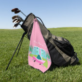 Retro Pink Palm Springs Golf Handtuch (Gras)