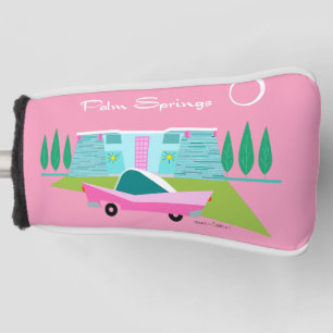 Retro Pink Palm Springs Golf Head Cover Headcover
