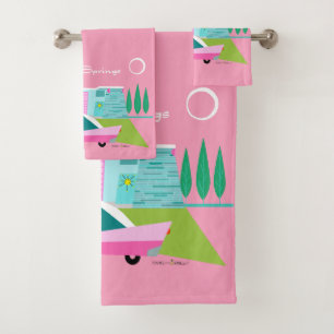 Retro Pink Palm Springs Handtuch Badhandtuch Set