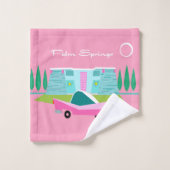 Retro Pink Palm Springs Handtuch Badhandtuch Set (Waschlappen)