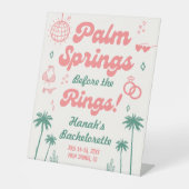 Retro Pink Palm Springs Junggeselinnen-Abschied Sockelschild (Vorderseite)