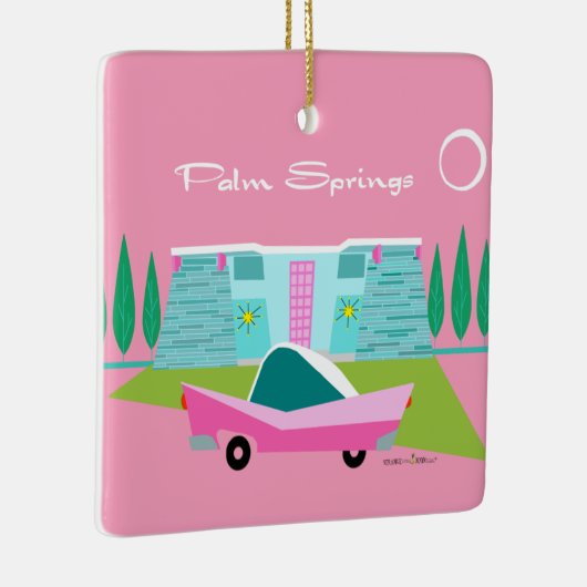 Retro Pink Palm Springs Keramik Ornament (Rechts)