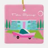 Retro Pink Palm Springs Keramik Ornament (Vorderseite)
