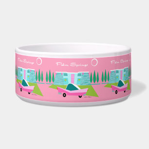 Retro Pink Palm Springs Keramik Pet Bowl Napf