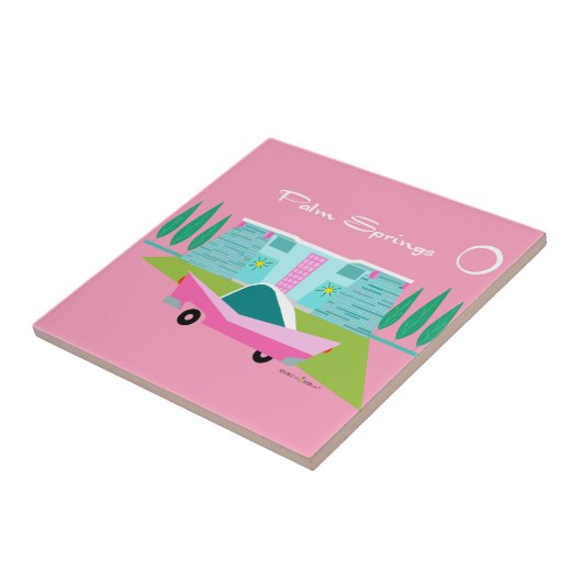 Retro Pink Palm Springs Keramik Tile Fliese (Seite)