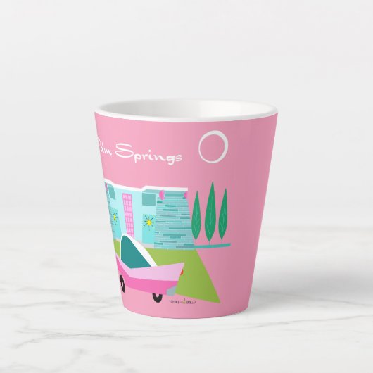 Retro Pink Palm Springs Latte Tasse (Vorderseite)