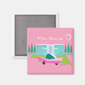 Retro Pink Palm Springs Magnet (Vorderseite/Rückseite)
